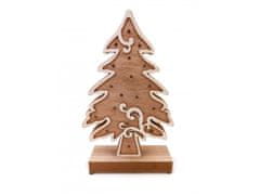 commshop Dřevěná svítící dekorace - Vánoční strom (33 cm)