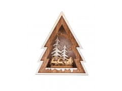 commshop Dřevěná svítící dekorace strom - Santa Claus na saních