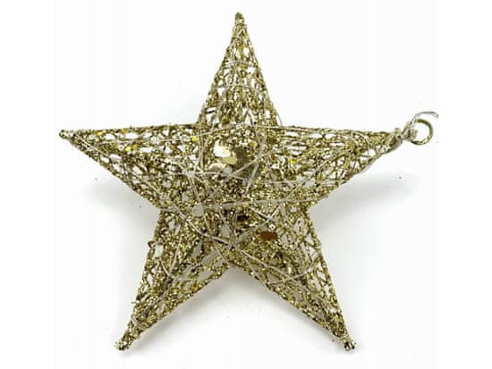 commshop Vánoční svítící dekorace - Hvězda 20 cm (zlatá se třpytkami)