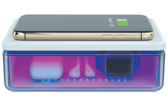commshop Vysokorychlostní bezdrátová nabíječka(15W) s UV sanitizérem (sterilizér)