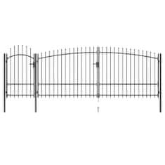 Greatstore Zahradní plotová brána s hroty 5 x 2,25 m černá