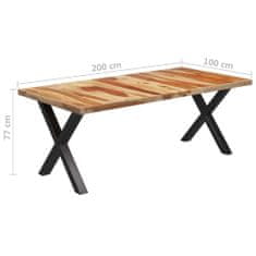 Greatstore Jídelní stůl nohy ve tvaru X 200 x 100 x 77 cm masivní sheesham