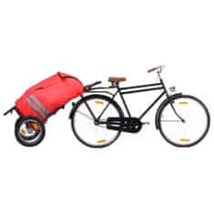 Greatstore Skládací vozík za kolo s nákupní taškou červeno-černý