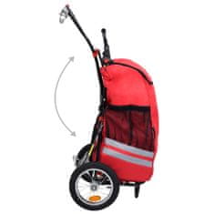 Greatstore Skládací vozík za kolo s nákupní taškou červeno-černý
