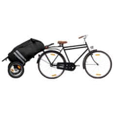 Greatstore Skládací vozík za kolo s nákupní taškou černý