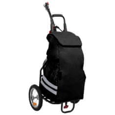 Greatstore Skládací vozík za kolo s nákupní taškou černý