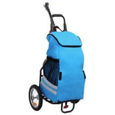 Greatstore Skládací vozík za kolo s nákupní taškou modro-černý