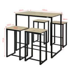 SoBuy OGT15-N 5 dílný barový stůl se židlemi Jídelní stůl Vvysoký stůl Bistro stůl se 4 barovými stoličkami Sedací skupina
