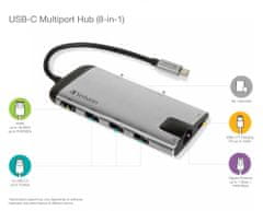 Víceportový rozbočovač USB-C, USB 3.1 GEN 1 / 3× USB 3.0 / HDMI / SDHC / MicroSDHC / RJ45 (49142)