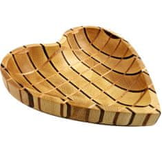 AMADEA Dřevěná miska mozaika ve tvaru srdce, masivní dřevo, 3 druhy dřevin, 25x25x4,5 cm