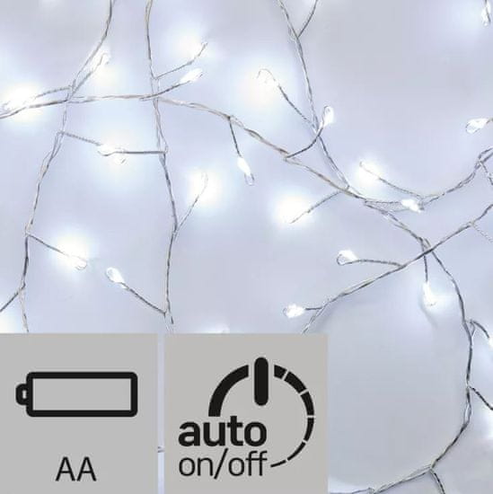 Emos 100 LED řetěz nano – ježek, 2,4m, studená bílá, časovač