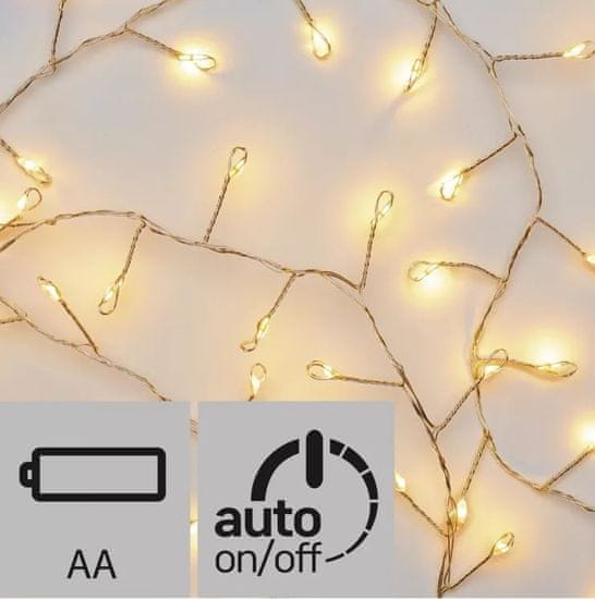 Emos 100 LED řetěz nano – ježek, 2,4m, jantarová, časovač