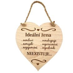 AMADEA Dřevěné srdce s textem Ideální žena..., masivní dřevo, 16 x 15 cm