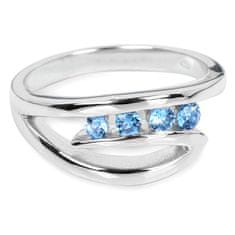Silver Cat Stříbrný prsten s modrými krystaly SC136 (Obvod 54 mm)