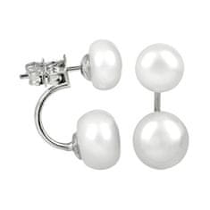 JwL Luxury Pearls Originální náušnice s pravými bílými perlami 2v1 JL0287