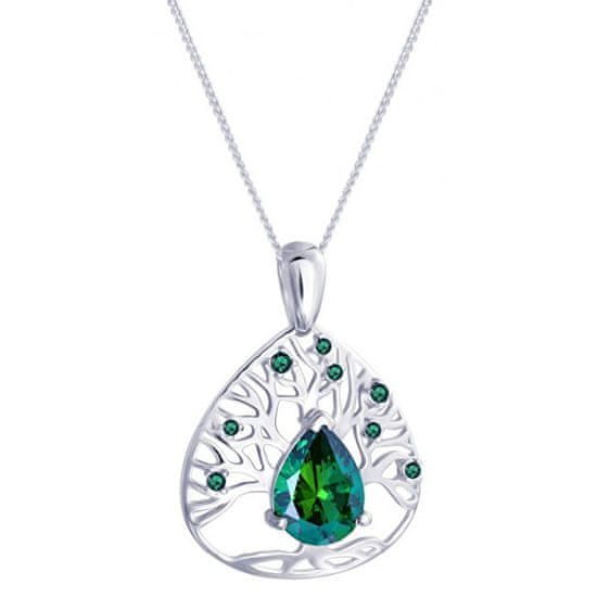 Preciosa Stříbrný náhrdelník se zirkony Green Tree of Life 5220 66 (řetízek, přívěsek)