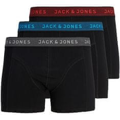 Jack&Jones 3 PACK - pánské boxerky JACWAISTBAND 12127816 Asphalt Hawaian ocean & Fiery red (Velikost S)
