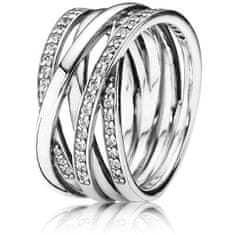 Pandora Stříbrný propletený prsten Timeless 190919CZ (Obvod 52 mm)
