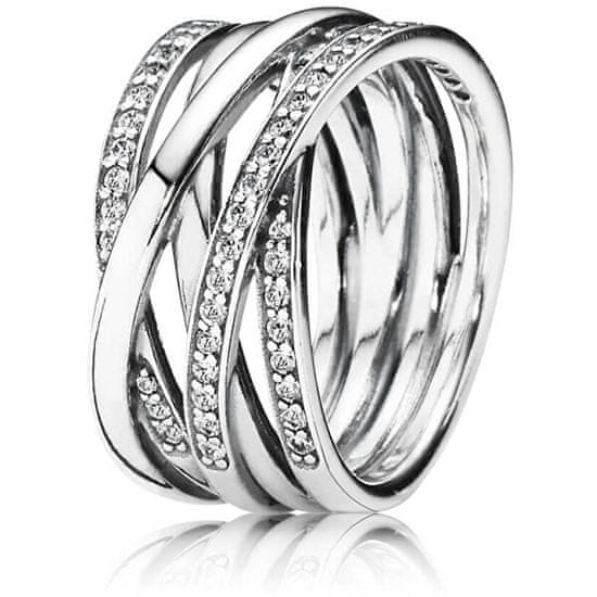 Pandora Stříbrný propletený prsten Timeless 190919CZ