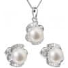 Luxusní stříbrná souprava s pravými perlami Pavona 29017.1 (náušnice, řetízek, přívěsek)