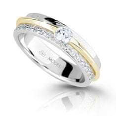 Modesi Bicolor stříbrný prsten se zirkony M16023 (Obvod 52 mm)