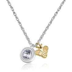 S'Agapõ Ocelový náhrdelník s krystalem a včeličkou Lucky Light SKT05