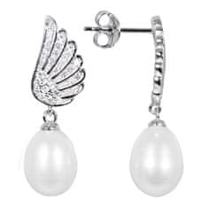 JwL Luxury Pearls Perlové náušnice s bílou pravou perlou a zirkony JL0534