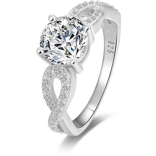 Beneto Stříbrný prsten s třpytivými krystaly AGG204