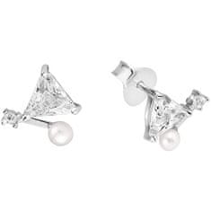 JwL Luxury Pearls Jemné náušnice s pravou perlou a krystaly JL0586