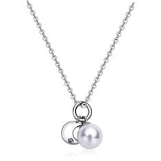 S'Agapõ Ocelový náhrdelník s půlměsícem a perlou DAYS SDY03