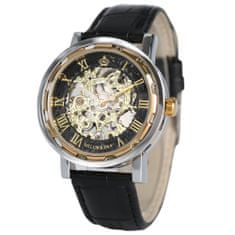Daklos Luxusní hodinky automatické ORKINA s průhledným ciferníkem a římskými číslicemi - černý řemínek