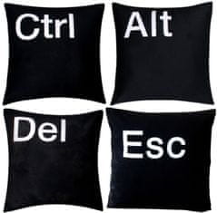 Daklos Ctrl Alt Del Esc polštář 100% bavlna - 40 cm x 40 cm - černé - 4 set - Ctrl Alt Del Esc