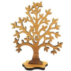 AMADEA Dřevěný 3D strom se sovou, masivní dřevo, výška 20 cm