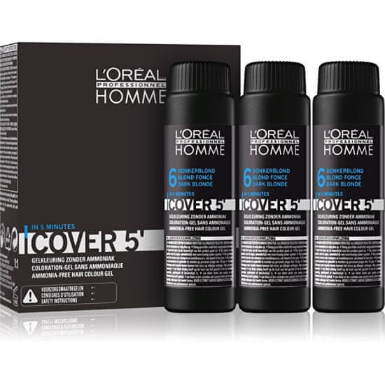 Loreal Professionnel Gelová barva na vlasy pro muže Homme Cover 5 3 x 50 ml