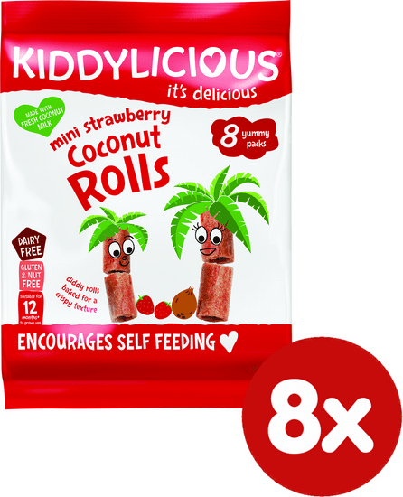 Kiddylicious Trubičky s kokosem a jahodami - 8x6,8g g