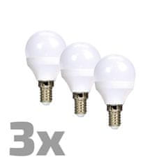 Solight LED žárovka Ecolux 3-pack , miniglobe, 6W, E14, 3000K, 450lm