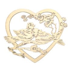 AMADEA Dřevěná ozdoba srdce s ptáčky 15 cm