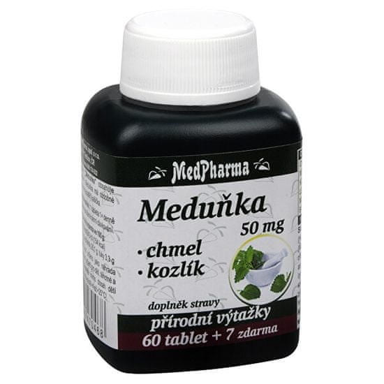 MedPharma Meduňka 50 mg + chmel + kozlík 60 tbl. + 7 tbl. ZDARMA