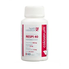 Health&colostrum RESPI 40 (400 mg) + bakteriální lyzáty - příchuť brusinka 60 cucavých tbl.