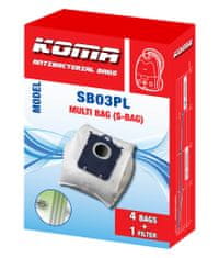 KOMA SB03PL - Sada 12ks sáčků včetně HEPA filtru pro vysavače AEG, Electrolux, Philips používající sáčky typu S-BAG