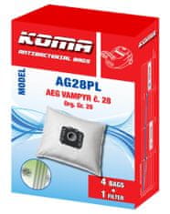 KOMA AG28PL - Sada 12ks sáčků do vysavače AEG Vampyr č.28 s plastovým čelem, textilní