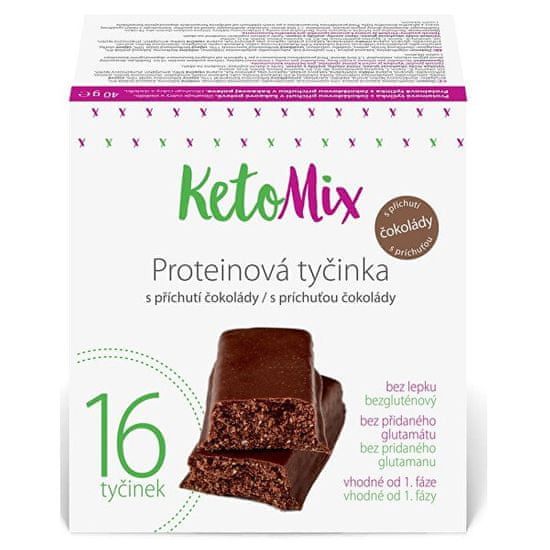 KetoMix Proteinové tyčinky s příchutí čokolády 16 x 40 g