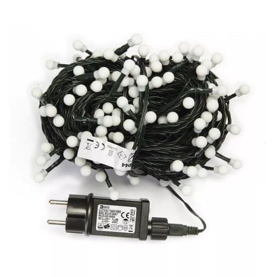 Emos 200 LED řetěz – kuličky, 20m, teplá bílá, časovač - rozbaleno