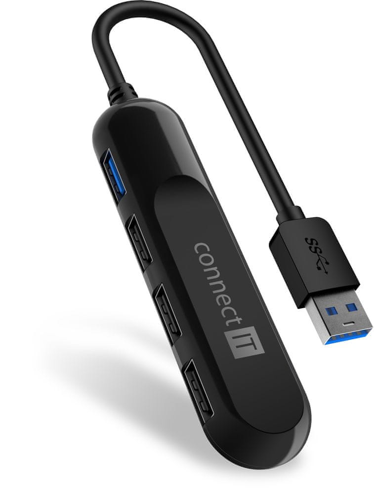 Connect IT USB-A hub USB 3.0, externí, ČERNÝ CHU-4000-BK
