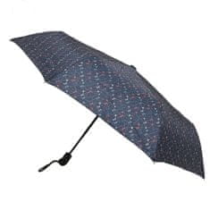 Deštník automatický skládací, modrý se vzorem