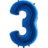 Fóliový balónek číslice 3 - modrý - blue - 102cm