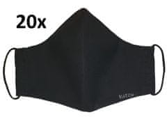 KATCH  20x Dámská / dětská ručně šitá rouška - černá, dvouvrstvá bavlněná