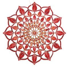 AMADEA Dřevěná dekorace mandala červená 9 cm