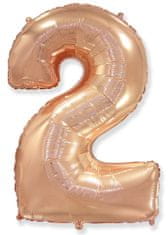Fóliový balónek číslice 2 - rosegold - růžovo zlatá - 102 cm