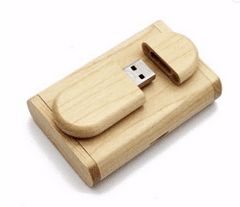 SET: Dřevěný USB ovál + box, javor, 8 GB, USB 2.0